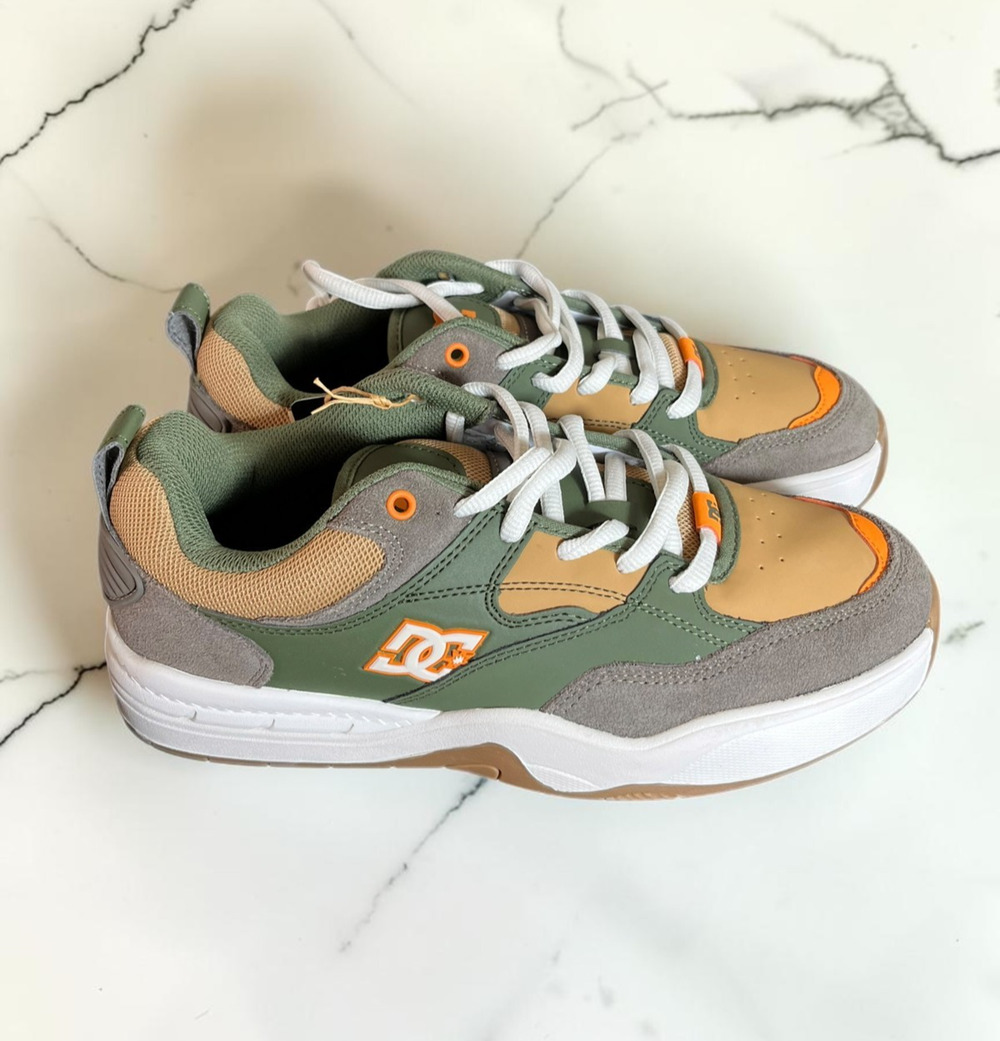 DC Shoes Men’s Kalynx Zero Skate Sneakers Green Tan Orange Gum Size 9.5